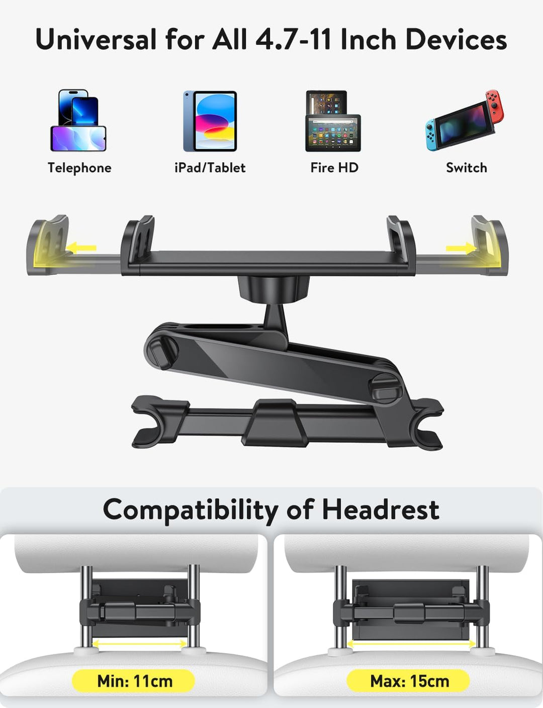 TRYONE Gooseneck Tablet-Halterung für Auto-Kopfstütze