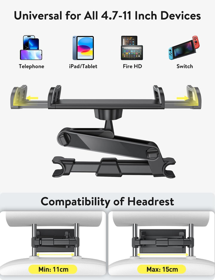 TRYONE Gooseneck Tablet-Halterung für Auto-Kopfstütze