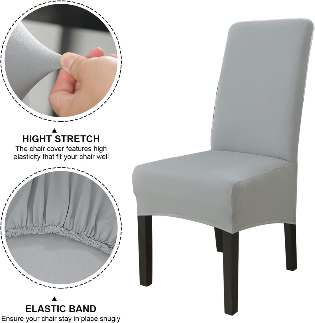 Jaotto Stuhlhussen 6er Set Stretch, XL Stuhlhussen Abwaschbar Waschbarer Elastische, Stretch Stuhlsc