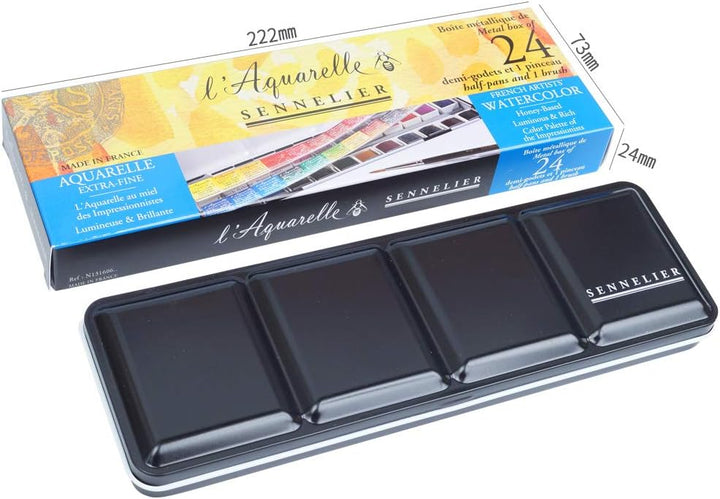Sennelier - Aquarellfarbe - Set mit 24 halben Naepfchen 1 Stück (1er Pack) beige, 1 Stück (1er Pack)