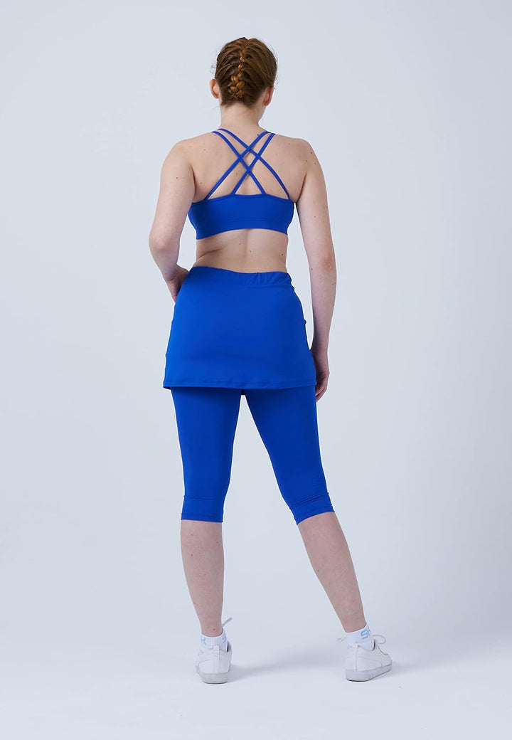 Sportkind Mädchen &amp; Damen 2-in-1 Tennisrock mit Taschen &amp; 3/4 Capri Leggings, Laufrock, Yogahose mit
