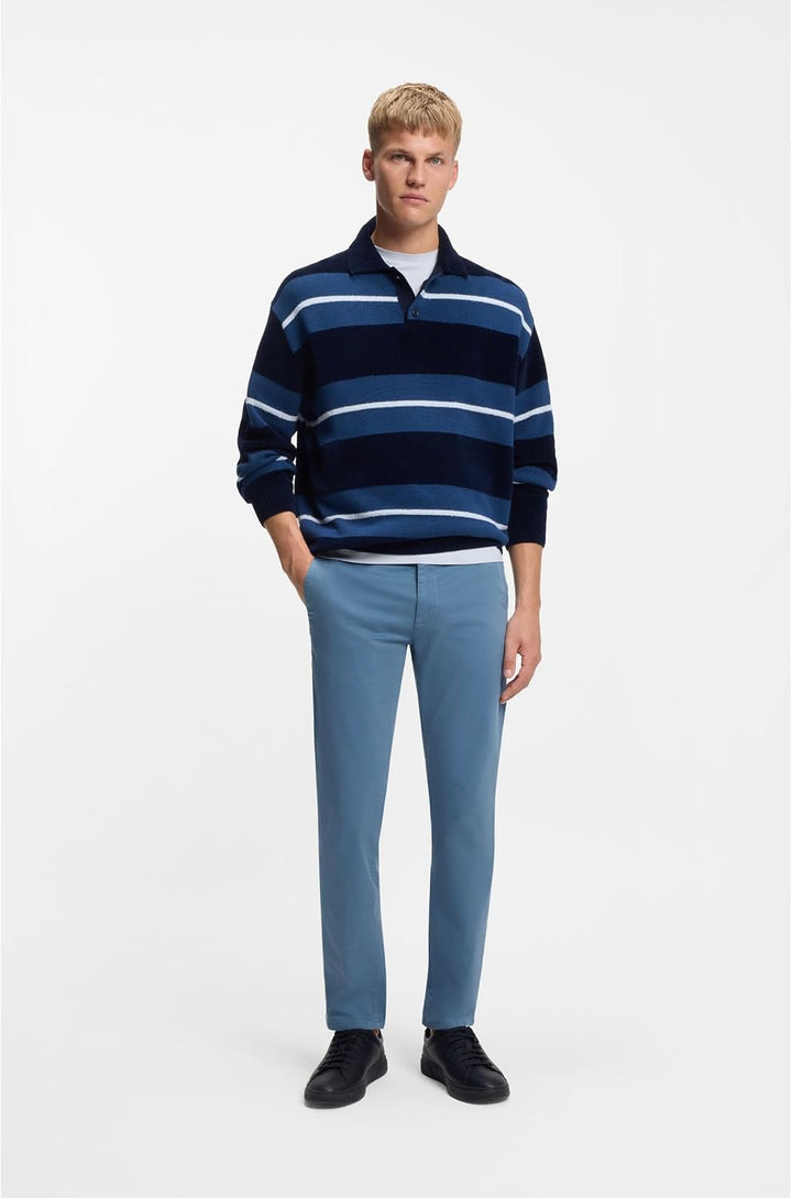 BOSS Herren Chino Slim Slim-Fit Chino aus elastischem Baumwoll-Satin 29W / 32L Open Blue472, 29W / 3