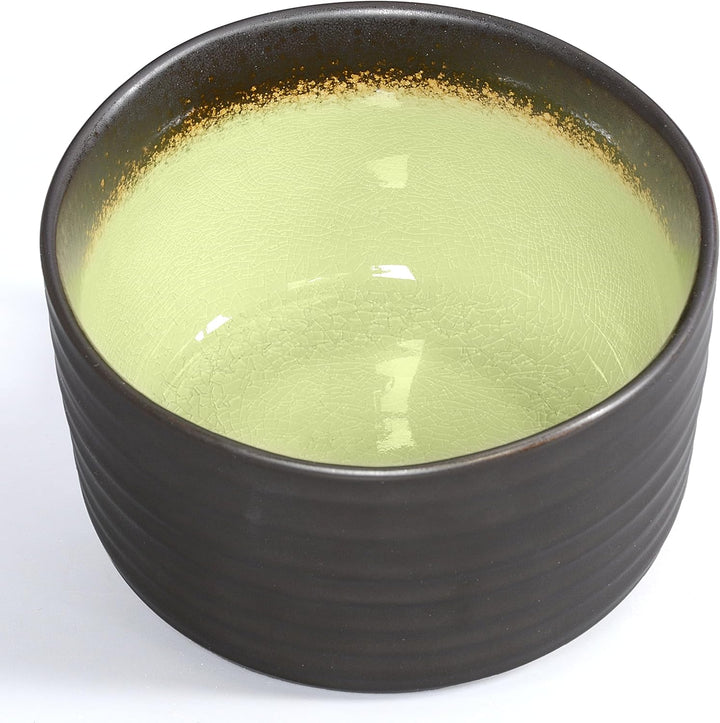 Matcha-Set 3-teilig, anthrazit/grün, bestehend aus Matcha-Schale, Matcha-löffel und Matcha-Besen (Ba