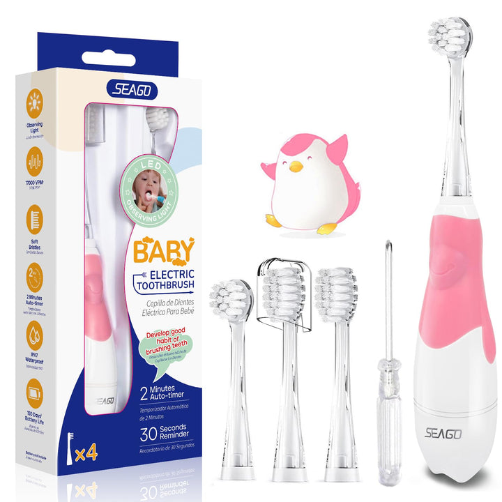 SEAGO SG-513 Elektrische Zahnbürste Kinder Baby Kinderzahnbürste Elektrisch ab 0-3 Jahre mit LED Lic