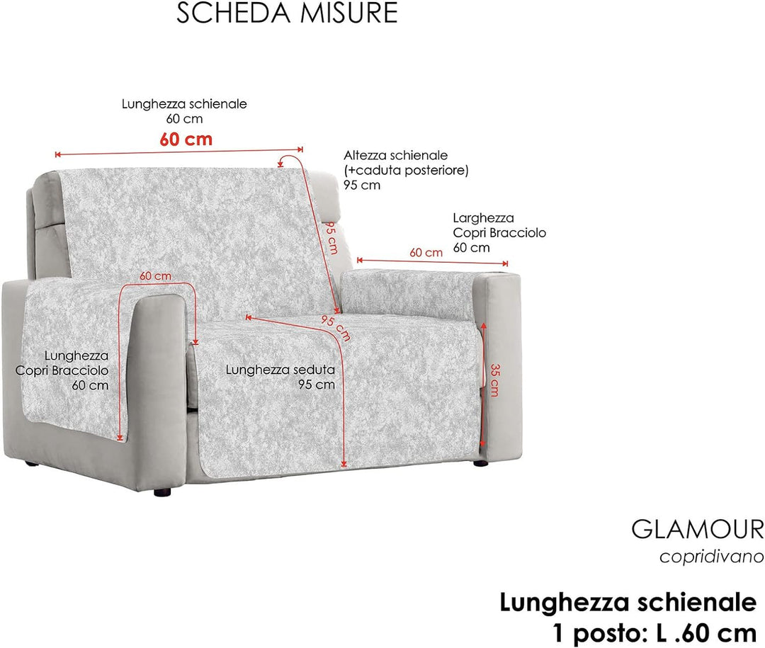 Italian Bed Linen “Glamour” rutschfest Sofa Abdeckung, Dunkel grau, 1 Platz 1 Platz Dunkel Grau, 1 P