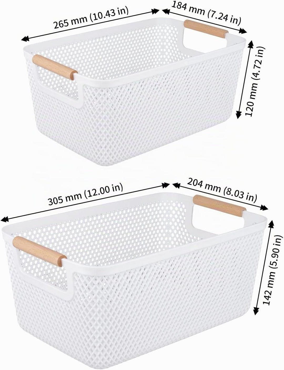 6 Stück Aufbewahrungskorb Set, 26,5 x 18,4 x 12cm und 30,5 x 20,4 x 14,2cm Weiss Boxen Aufbewahrung