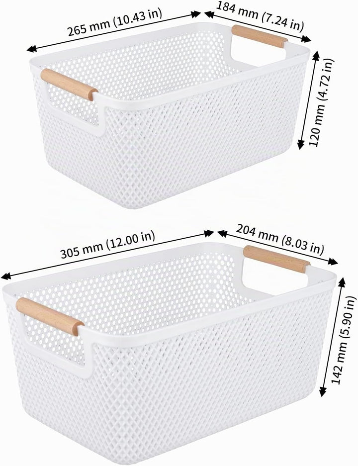 6 Stück Aufbewahrungskorb Set, 26,5 x 18,4 x 12cm und 30,5 x 20,4 x 14,2cm Weiss Boxen Aufbewahrung