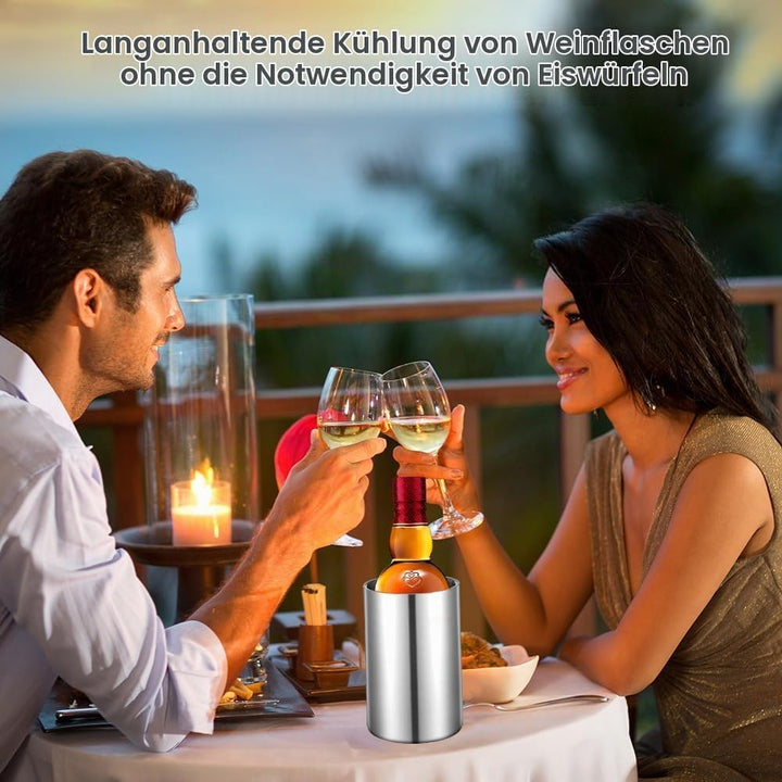 Flaschenkühler für Wein, Champagner und Sekt Flaschen, Doppelwandiger Edelstahl Sektkühler Weinkühle
