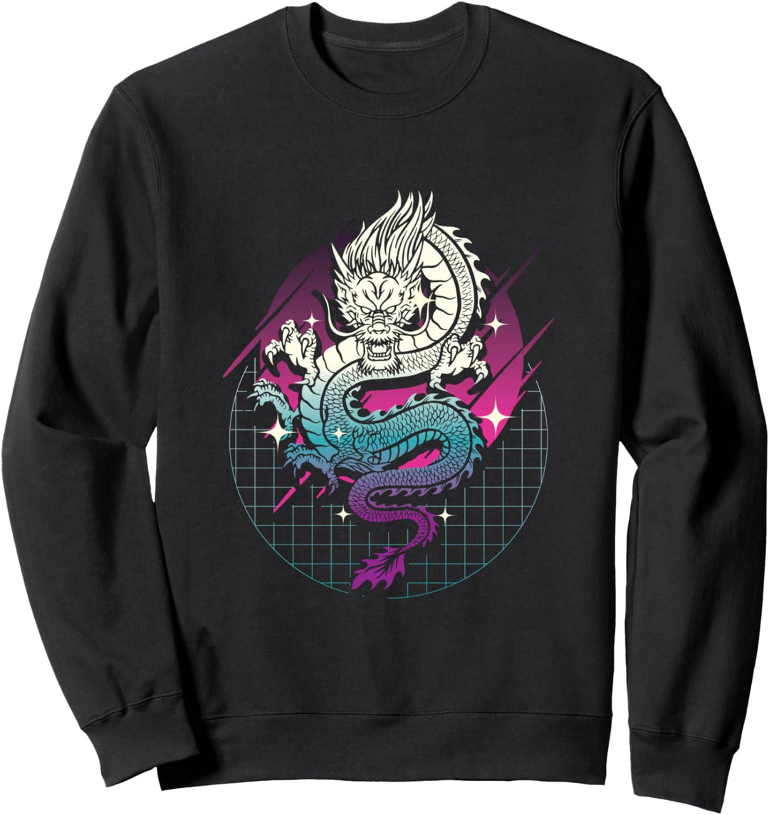 Japanischer Drache und Drache Vaporwave und Vaporwave Sweatshirt