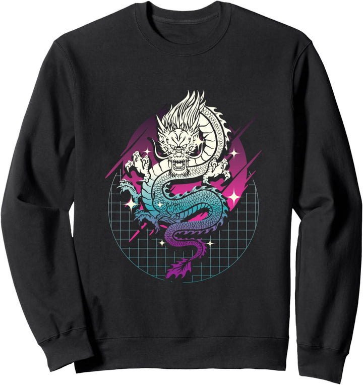 Japanischer Drache und Drache Vaporwave und Vaporwave Sweatshirt
