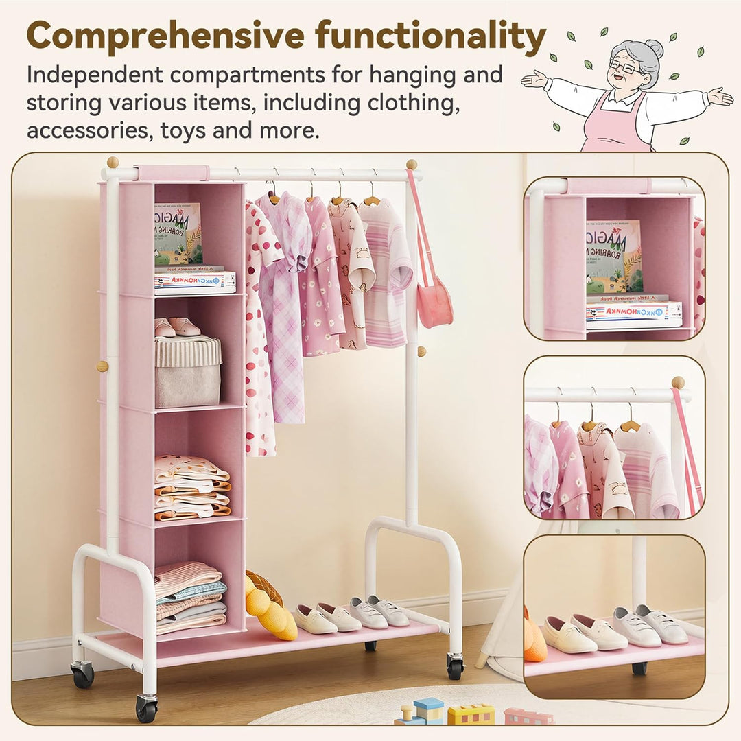 GRANNY SAYS Kinderkleiderstange mit hängendem Organizer, Kinderkleiderstange mit Rollen, Kleiderstän