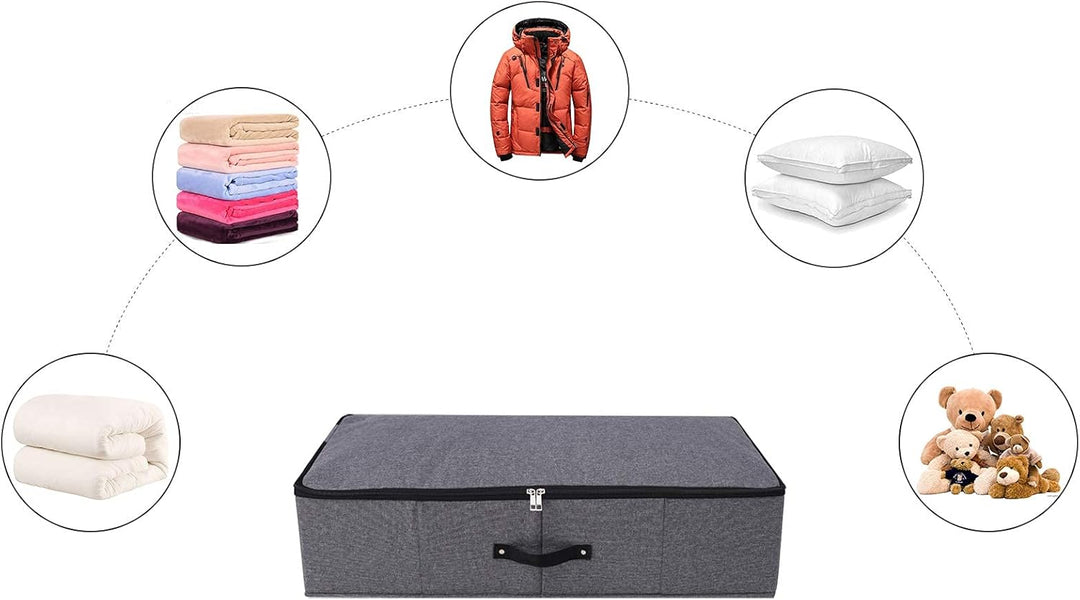 Faltbare Aufbewahrungsbox unter dem Bett mit Kunststoffeinlage, Griffen, Reissverschluss-Deckel, Dec
