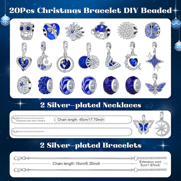 Adventskalender 2025 Frauen Mädchen Schmuck, 24 Füllung Weihnachtskalender Armband Halsketten Charm,