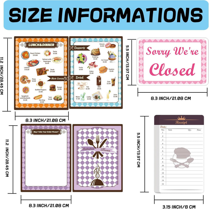 Diner Restaurant Server Spielset Pretend Food Play Kitchen 1 Pcs Quittungsblock 2 Doppelseitiges Res