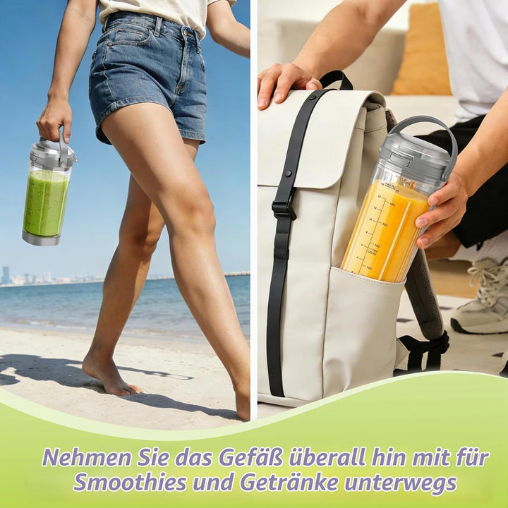Ersatz Mixbehälter (530 ml) für Ninja Blast Tragbarer Mixer, Austauschdeckel mit Tragegriff, Messera