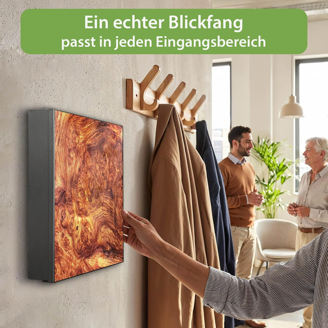 banjado Grosser Schlüsselkasten Glas - Schlüsselbox 30x30cm mit 50 Haken - Schlüsselkasten modern fü