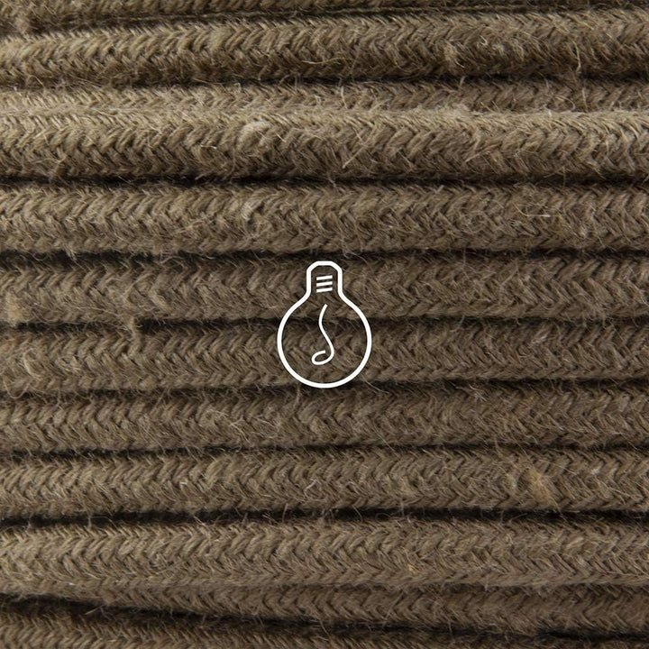 Amarcords - Textilkabel für Lampen KHAKI, rund, Jute, 3 Meter, mit Erdung 3x0,75 - Stoffkabel mit fa