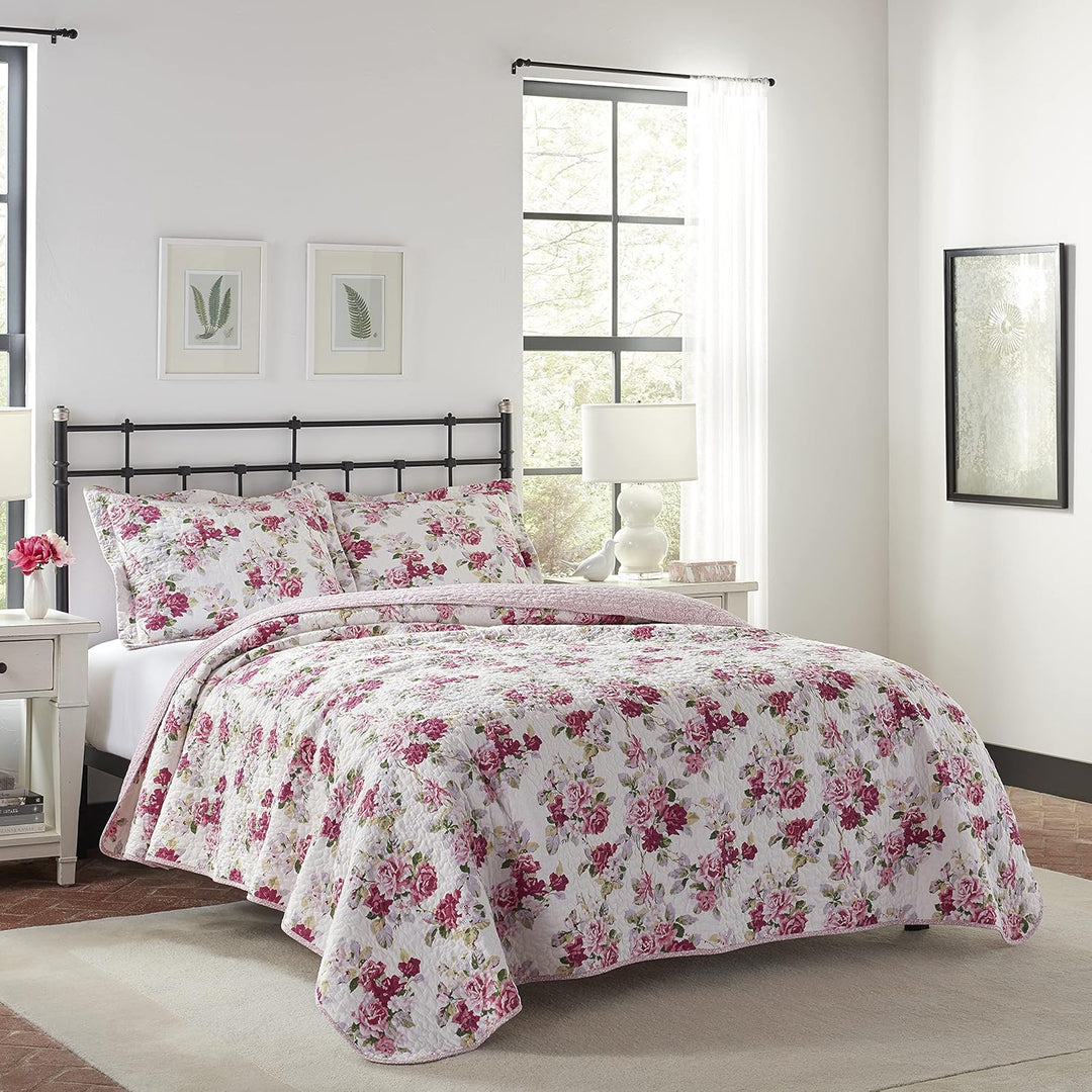 Laura Ashley Lidia Collection Bettwäsche-Set, 100% Baumwolle, wendbar, leicht und atmungsaktiv, vorg