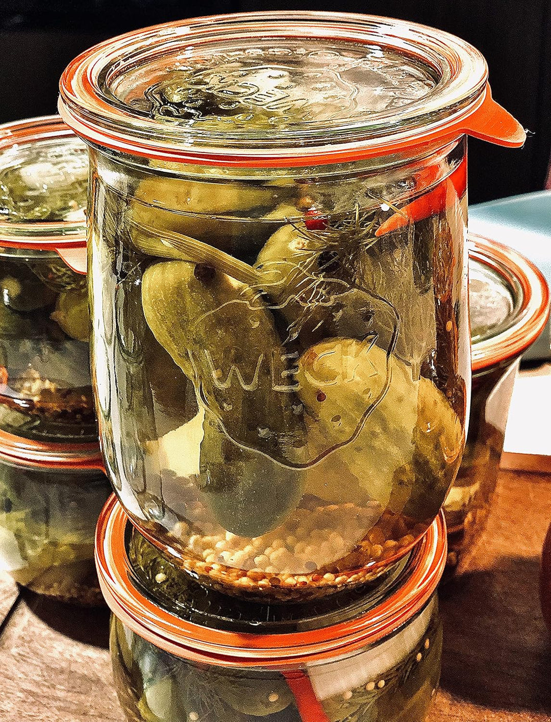WECK - 745 Tulpenglas 1 Liter - Sauerteiggläser - Grosses Glasglas für Sauerteig - Tulpenglas mit br