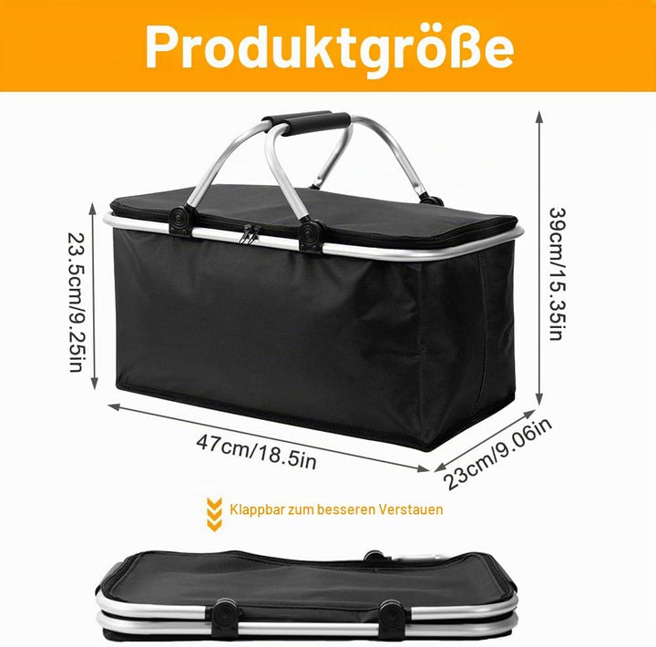 30L Einkaufskorb Faltbar, Gross Picknickkorb Mit Gepolsterten Griffen, Tragekorb Einkaufskorb Kühlta