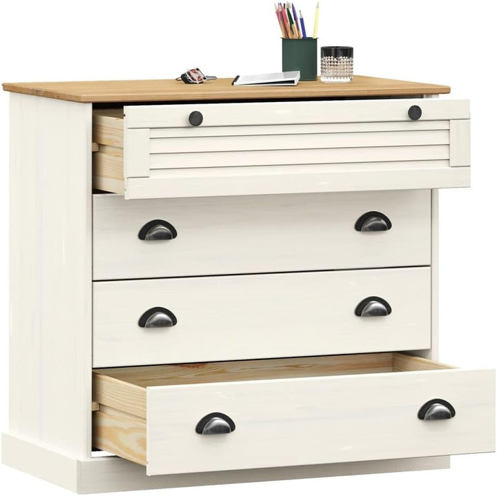 Festnight Kommode Mit Schubladen VIGO Kommode Weiss Schlafzimmer 80x40x76 cm Holzschrank Sideboard W