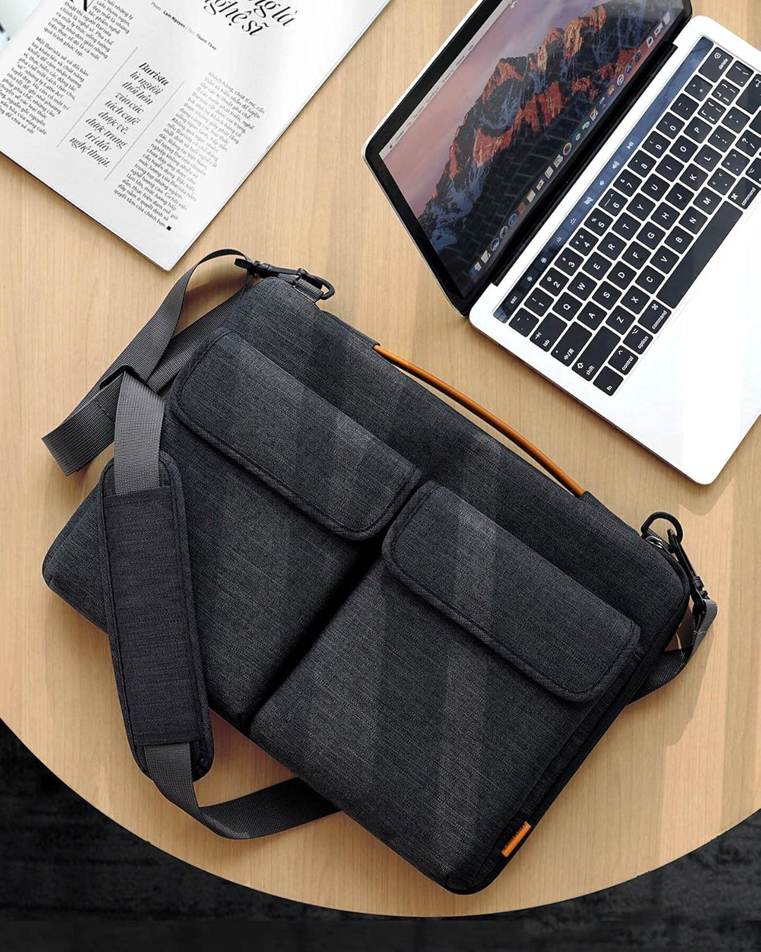 Inateck 360° Rundumschutz Laptoptasche Hülle Schultertasche Kompatibel mit 15 Zoll Dell Inspiron, Le