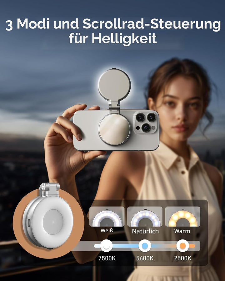 TELESIN C03 Magnetische Selfie-Licht, 3-in-1 Magnetische Selfie Licht Kompatibel mit Magsafe, CRI97