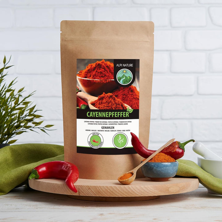 Alpi Nature Cayennepfeffer gemahlen 1kg, Cayenne Pfeffer gemahlen, Cayenne Chili, Chilipulver 1 kg (