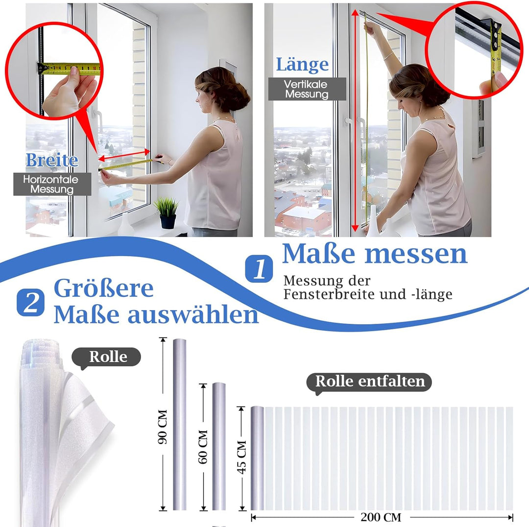 Lifetree Fensterfolie mit Streifen Sichtschutzfolie Selbstklebend Milchglasfolie ohne Klebstoff Funk