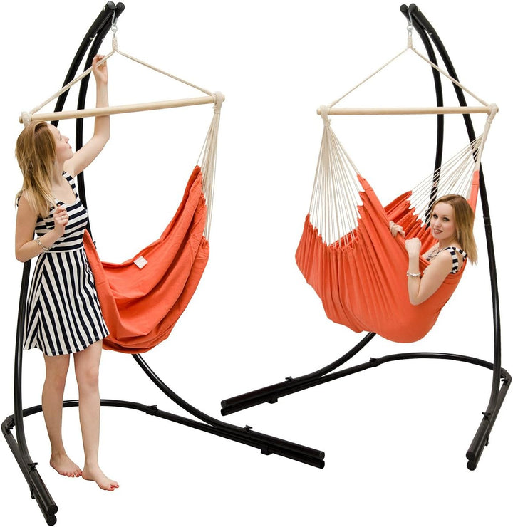 AMANKA XXL Hängesessel mit Gestell - Hängestuhl 185x130cm mit 210cm Metall Ständer für Garten - Gros