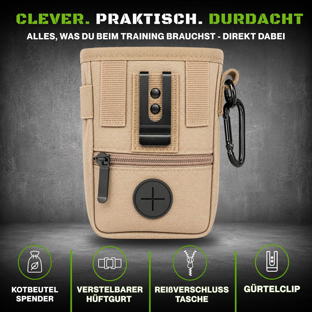 Leckerlitasche für Hunde mit Kotbeutelspender und Gurt Beige, Beige