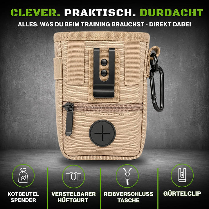 Leckerlitasche für Hunde mit Kotbeutelspender und Gurt Beige, Beige