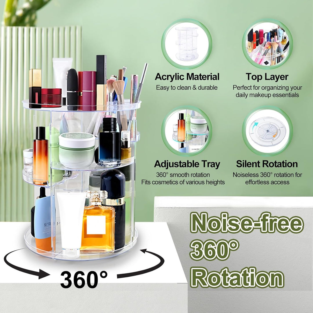 Make Up Kosmetik Organizer, 360° Drehbar Makeup Organizer Aufbewahrung Kosmetikbox, Schminktisch Org