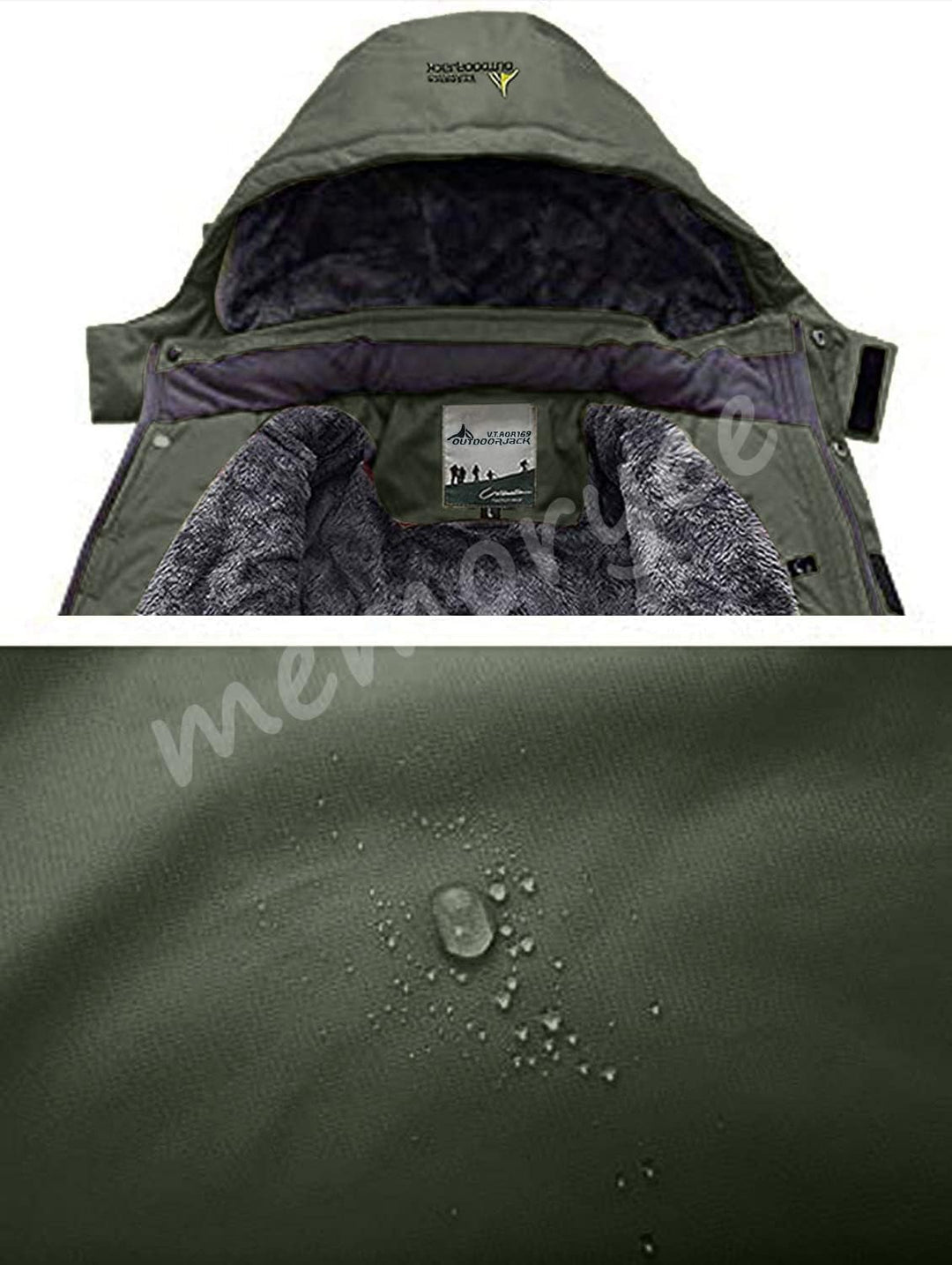Memoryee Herren Ski Jacke Warmer Gefüttert Winter Fleece Mantel Wasserdichter mit Abnehmbarer Kapuze