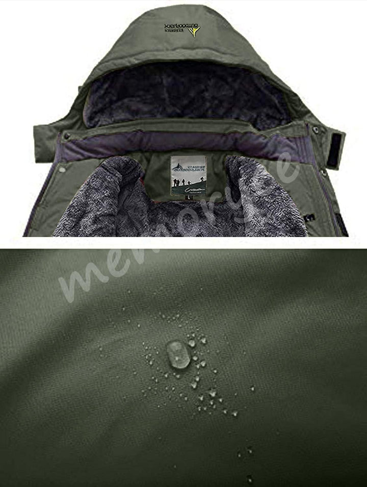 Memoryee Herren Ski Jacke Warmer Gefüttert Winter Fleece Mantel Wasserdichter mit Abnehmbarer Kapuze