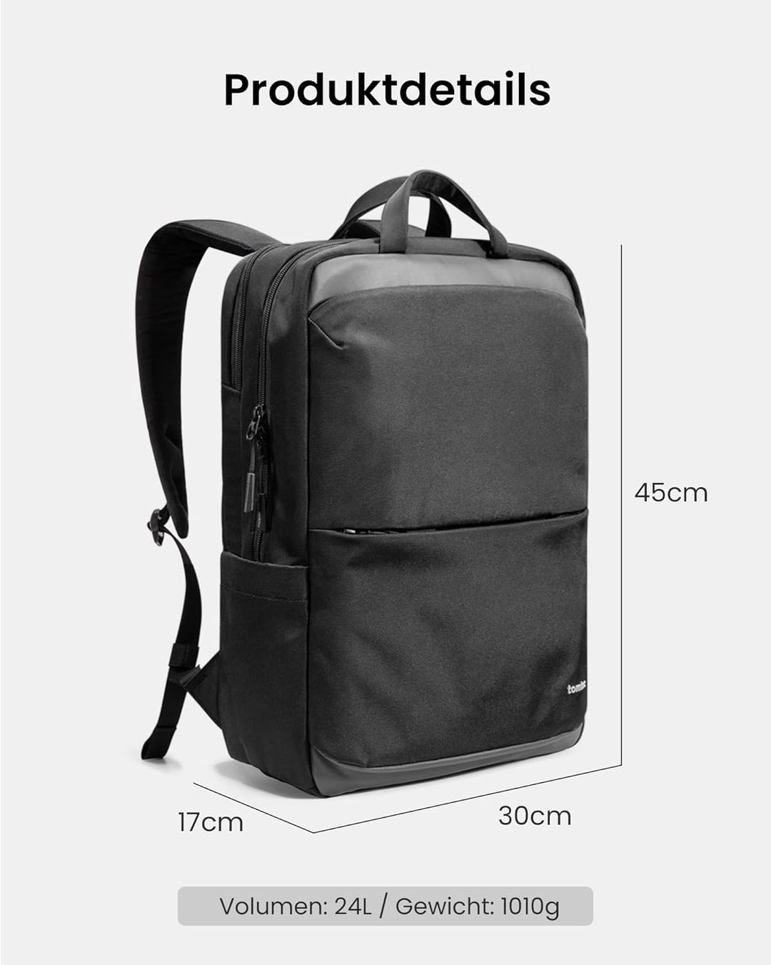 tomtoc 24L Business Laptop Rucksack für 15,6-16 Zoll Computer, Tagesrucksack Professional Backpack R