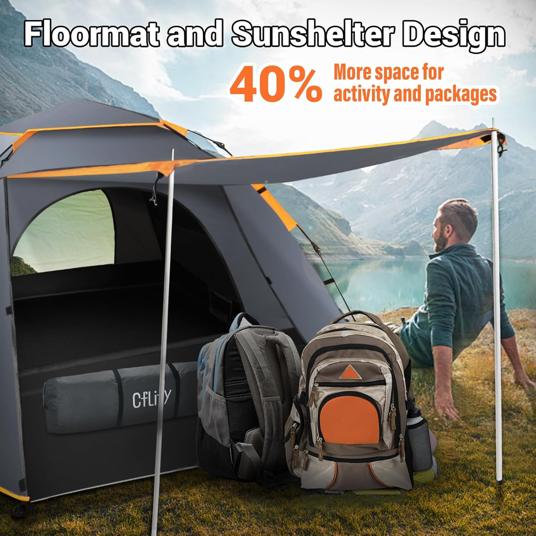 Cflity Camping Zelt, 3 Personen Pop Up Zelt Automatisches Instant DREI Schicht Wasserdicht 4 Jahresz