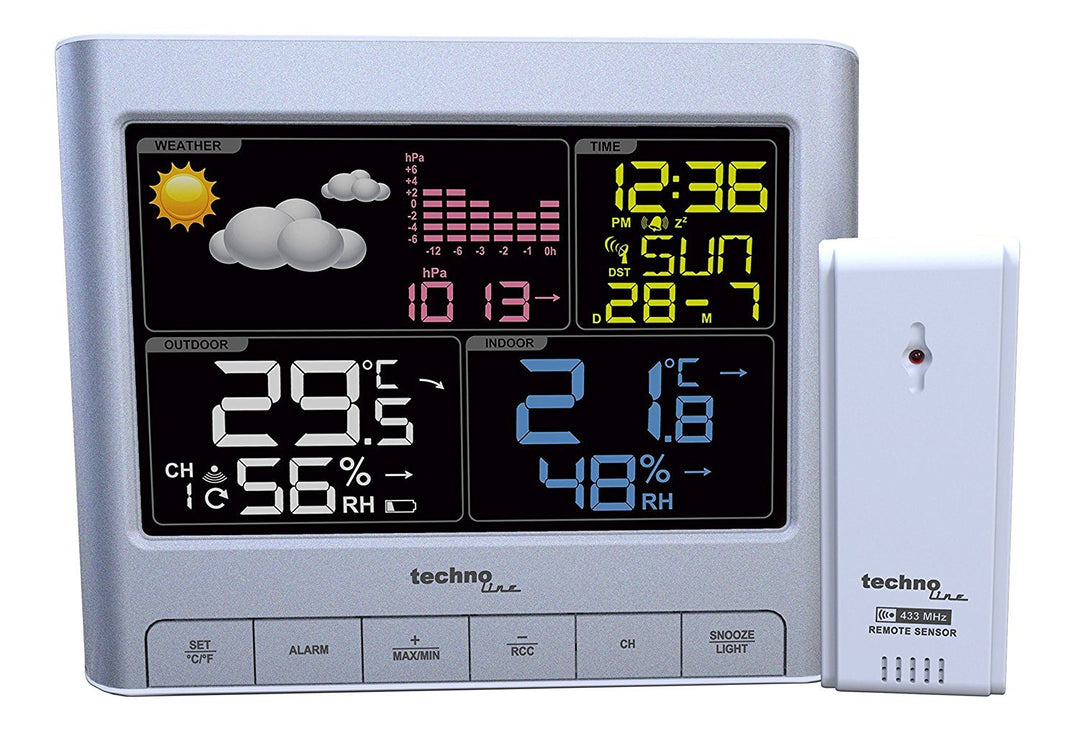 Technoline WS6449 Wetterstation, moderne Optik, silberfarben