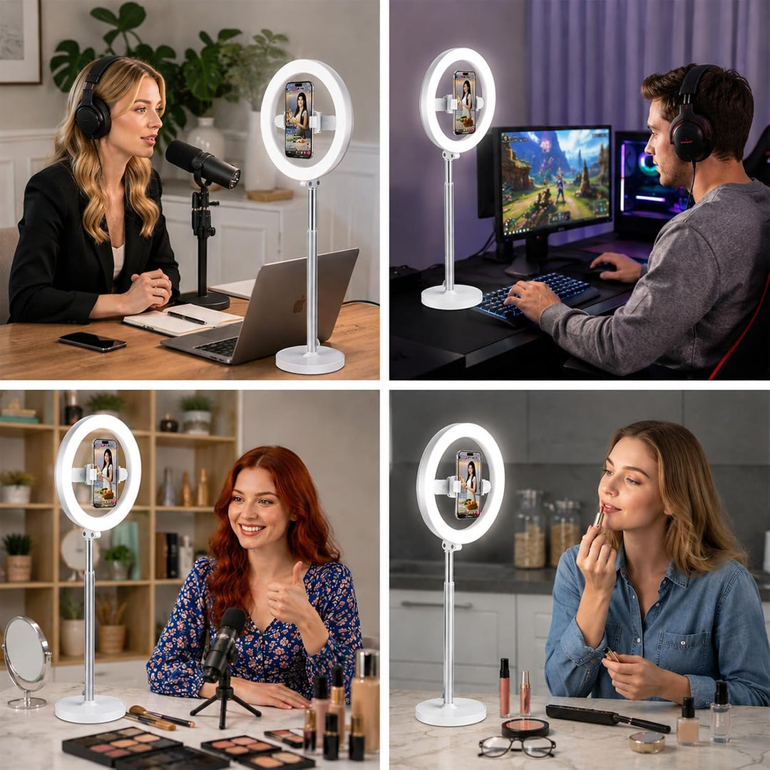 Ringlicht mit Stativ 10.5 Zoll, für Streaming Makeup Videokonferenz | 144 LED Ring Light, Dimmbar, W