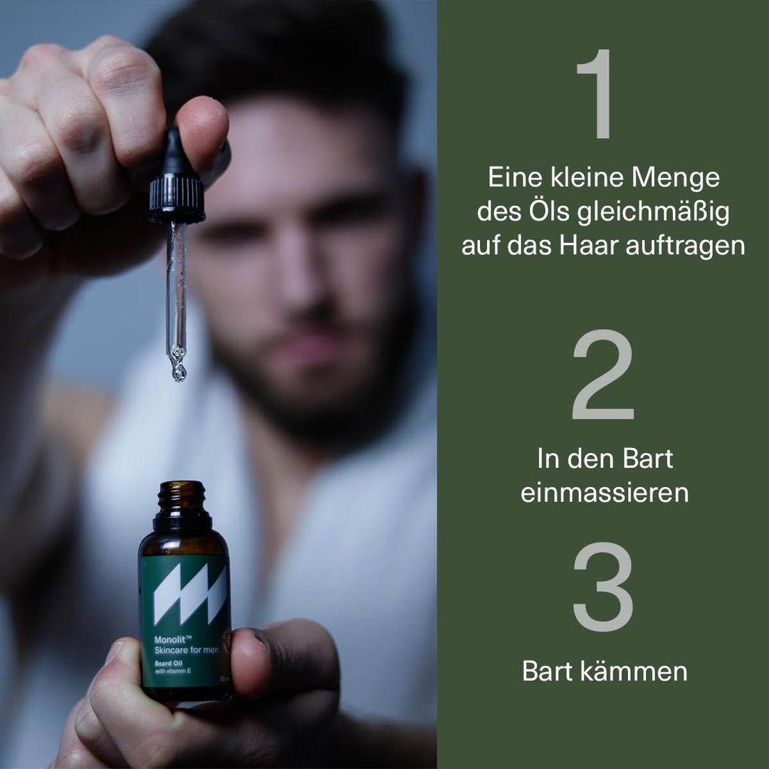 Monolit - Bartöl für Herren mit Avocadoöl, Jojobaöl, Arganöl und Vitamin E 30 ml - Flasche mit Pipet