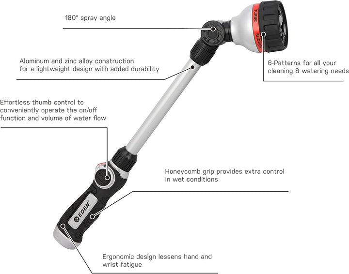 Eden 94620 PRO Robuster Bewässerungsstab aus Metall für Gartenschlauch mit Schnellverbindung, Starte