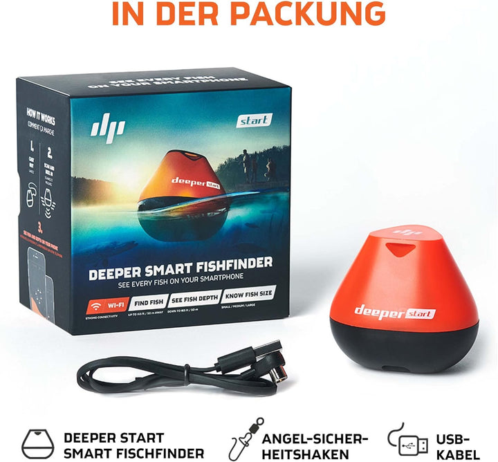 Deeper START smart Fischfinder - leichter kabelloser W-LAN Fischfinder für Ufer Angler