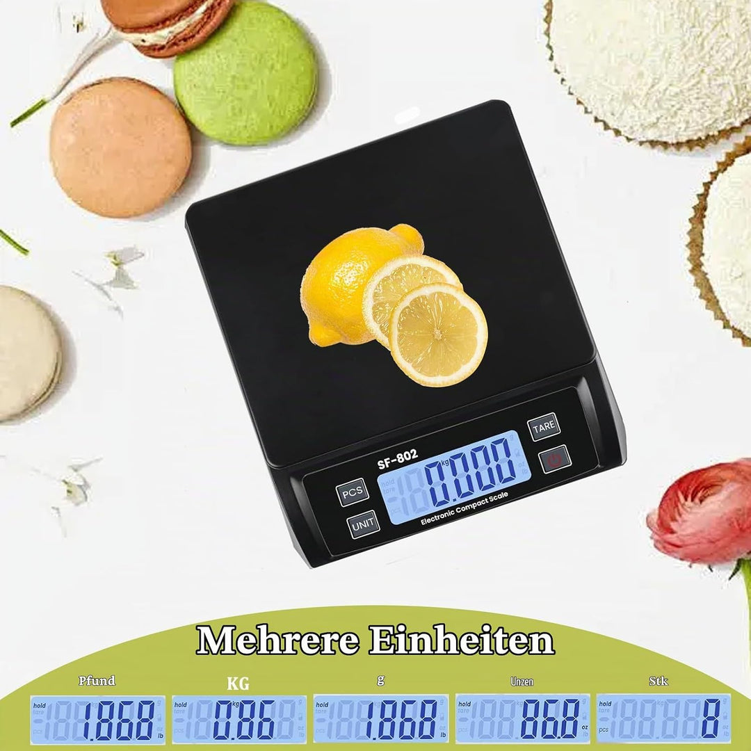 Waage küchenwaage gross Edelstahl Digitalwaage 30 kg Food Scale mit LCD Display Obstwaage Digitale K
