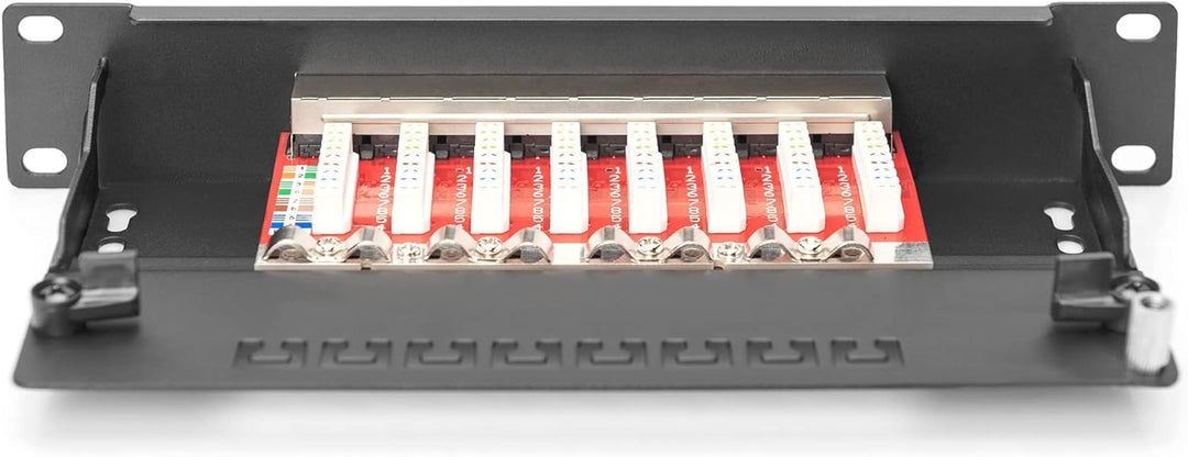 DIGITUS CAT 6A Patchpanel - 8 Ports - RJ45-Buchsen - 10-Zoll Rack-Mount 1HE - LSA Verteilerfeld - ge