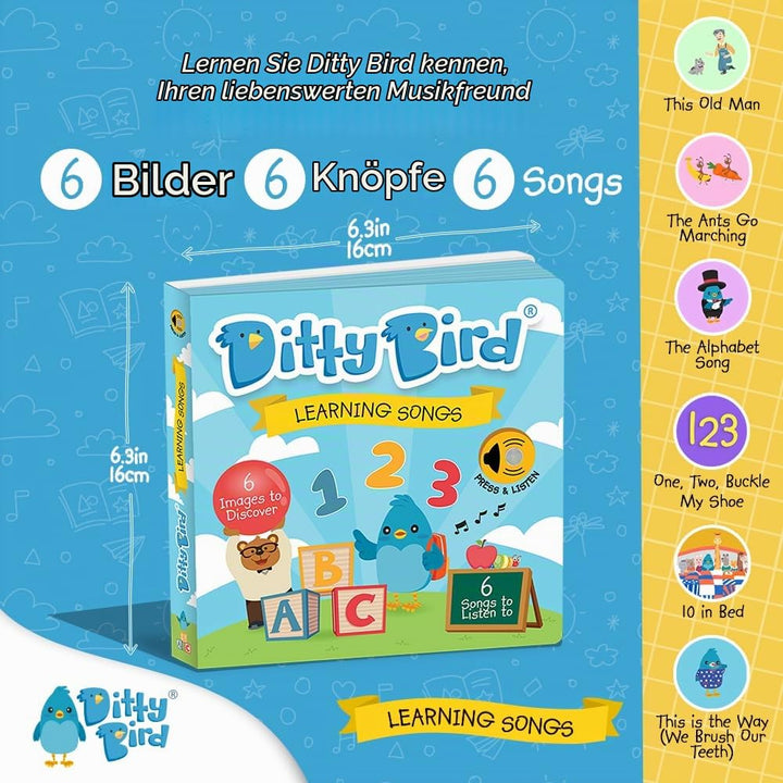 Ditty Bird | Learning Songs | Interactive Musical Book for toddlers 1- 3 | Sing-Along boardbook for