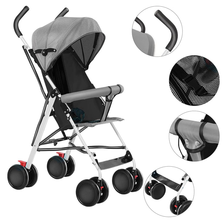 OHMG Kinderbuggy, Klein Zusammenklappbar Kinderwagen,Rücken und Fussstützenverstellung,Hinterradbrem
