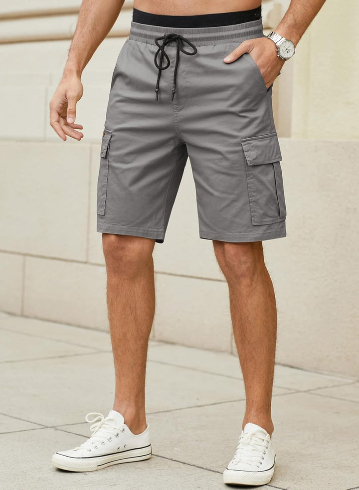 JMIERR Kurze Hosen Herren Baumwolle Cargo Shorts Herren Sommer Freizeithose mit Taschen S C Grau, S