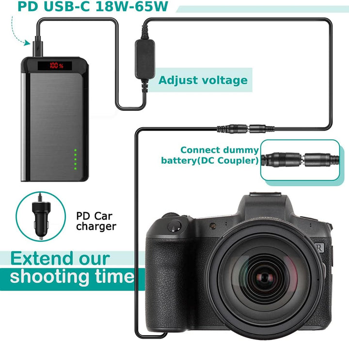 PD-Adapter USB Typ C EP-5B DC-Koppler-Kit, Ersetzen Sie die EN-EL15-Batterie für Nikon Z6 Z7 1 V1 D8