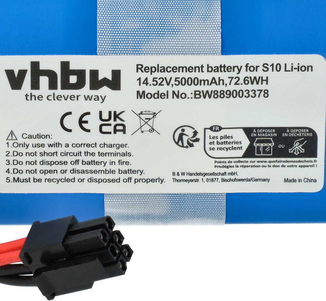 vhbw Akku kompatibel mit 360 S10 | QH100003, X100 Max, X100 Saugroboter (5000 mAh, 14,52 V, Li-Ion)