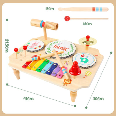 LZMDY Schlagzeug Kinder, 11-in-1 Trommel Musikinstrumente für Kinder ab 1 2 3 Jahr mit Xylophon, Kin